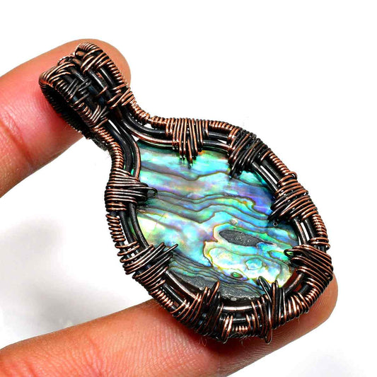 Tidal Tranquility – Abalone Copper Wave Pendant