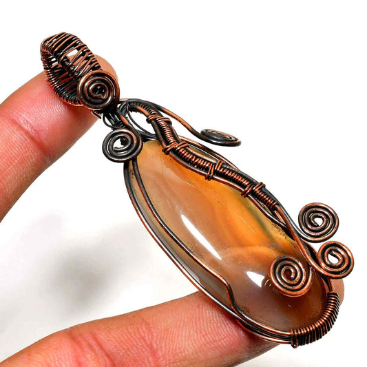 Ezra’s Veil – Oxidized Copper Agate Pendant