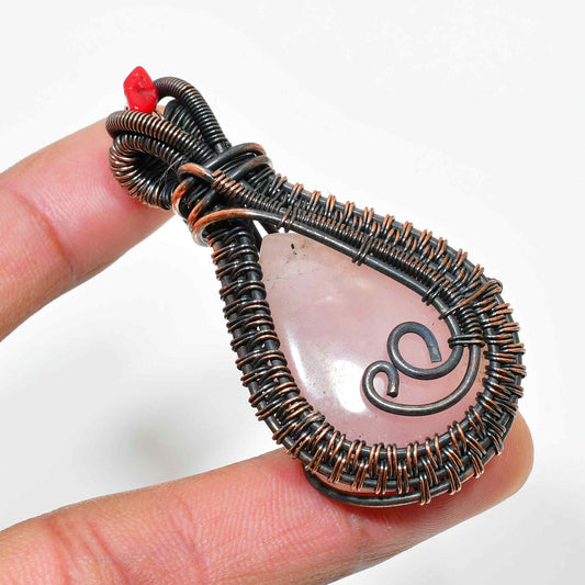 Rose Whisper – Dark Copper Rose Quartz Pendant