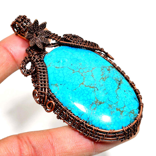 Turquoise Tranquility – Copper-Wrapped Pendant