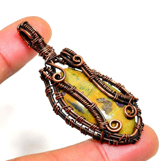 Ezra’s Veil – Oxidized Copper & Natural Stone Pendant