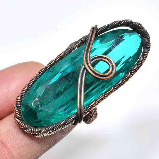 Serenity’s Embrace – Teal Crystal Copper Ring