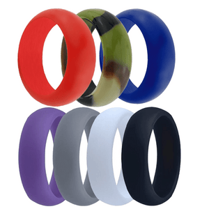 7-Piece Multicolor Silicone Wedding Band Ring Set