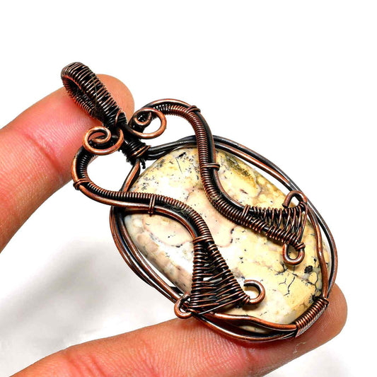 Terra’s Embrace – Oxidized Copper Stone Pendant