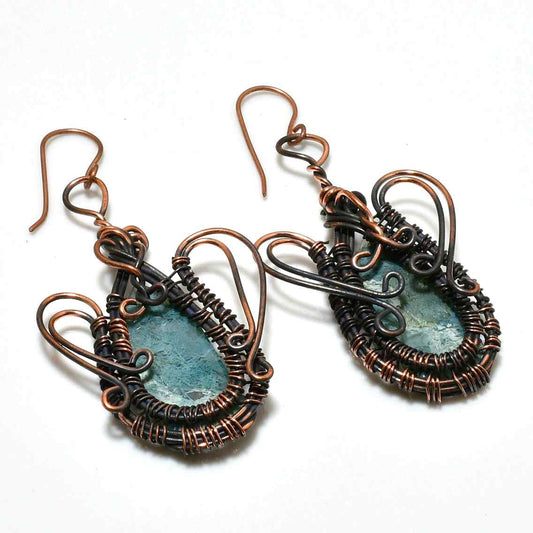 Tranquil Tide – Chalcedony Copper Earrings