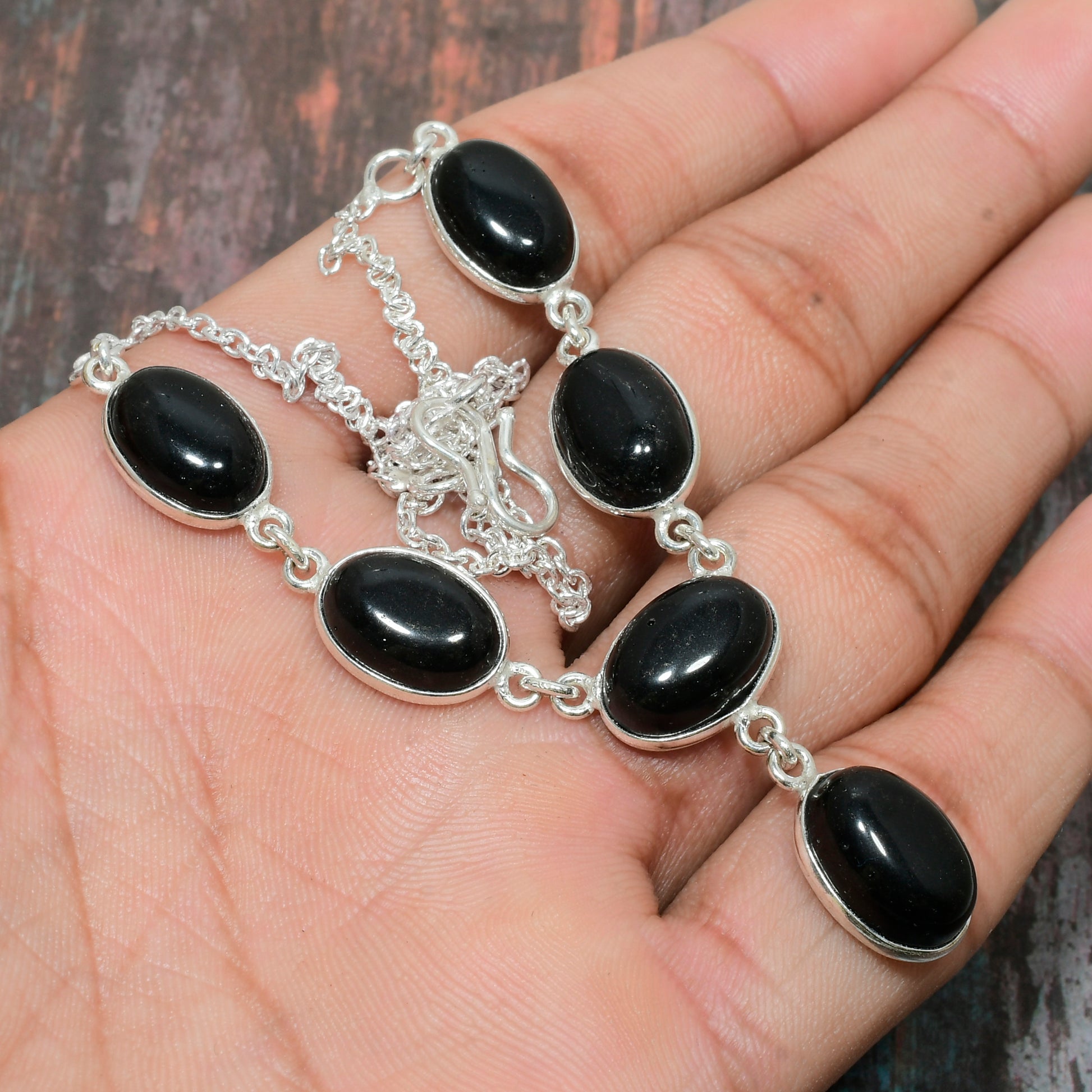 Nyx’s Embrace – Black Onyx & Silver Bracelet