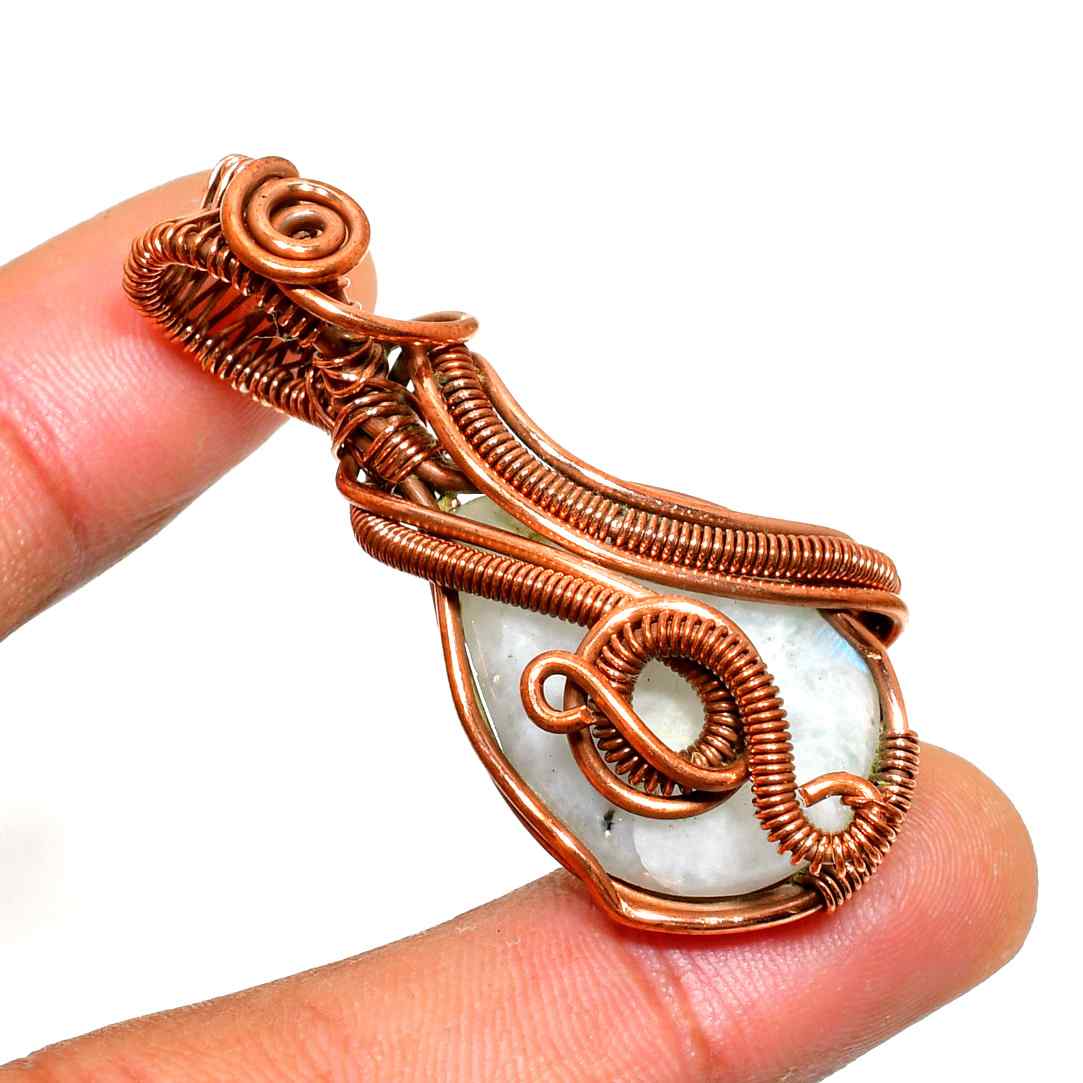 Ezra’s Veil – White Stone & Oxidized Copper Pendant