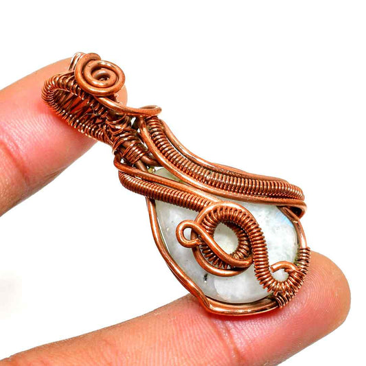 Ezra’s Veil – White Stone & Oxidized Copper Pendant