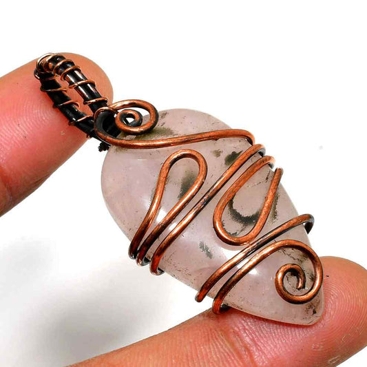 Harmony’s Heart – Rose Quartz Copper Pendant