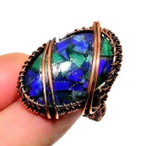 Kaleidoscope Harmony – Lapis Lazuli & Malachite Copper Ring