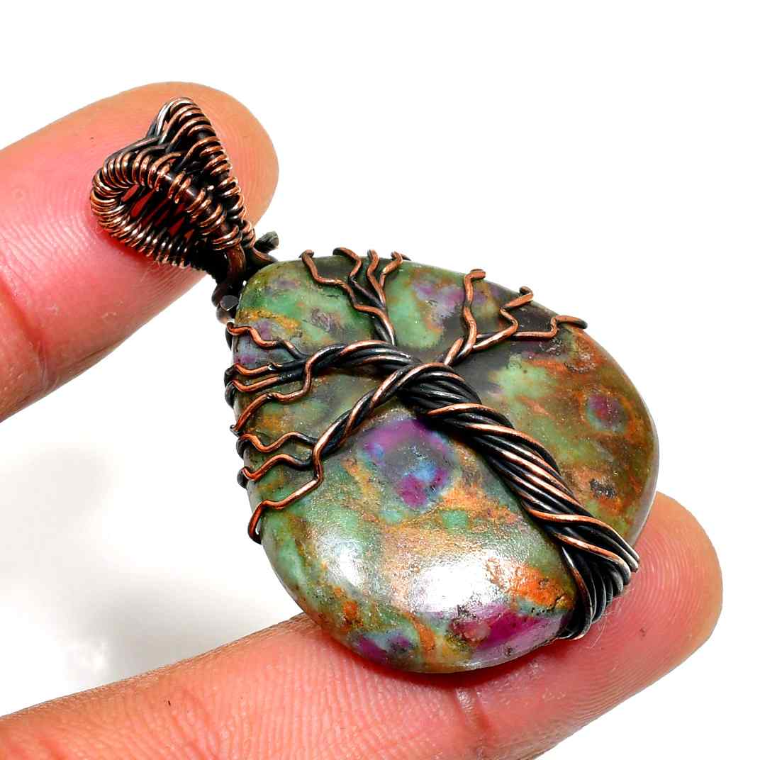 Gaia’s Grove – Gemstone Copper Tree of Life Pendant