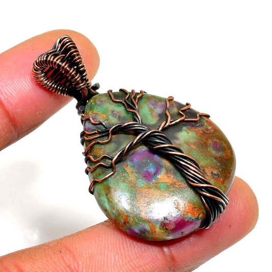 Gaia’s Grove – Gemstone Copper Tree of Life Pendant