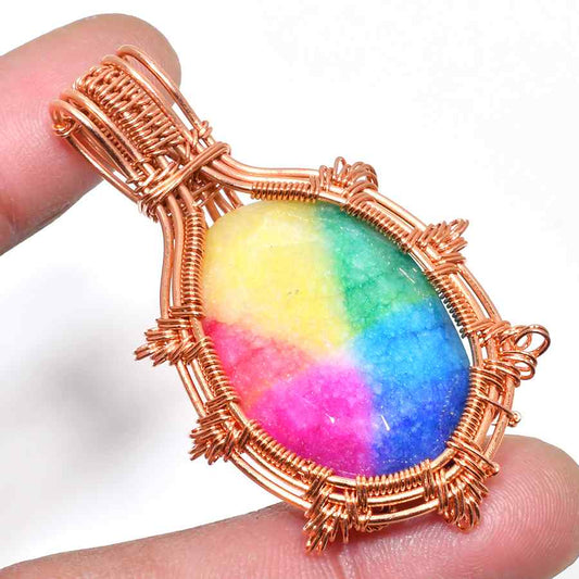 Rainbow Whisper – Copper-Wrapped Rainbow Crystal Pendant