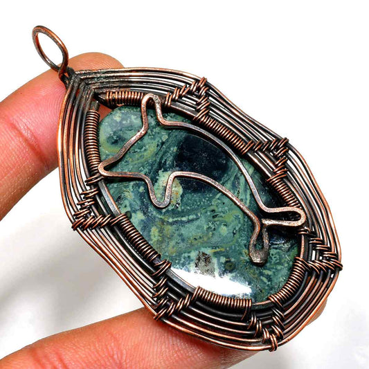 Tide’s Embrace – Ocean Jasper & Copper Pendant