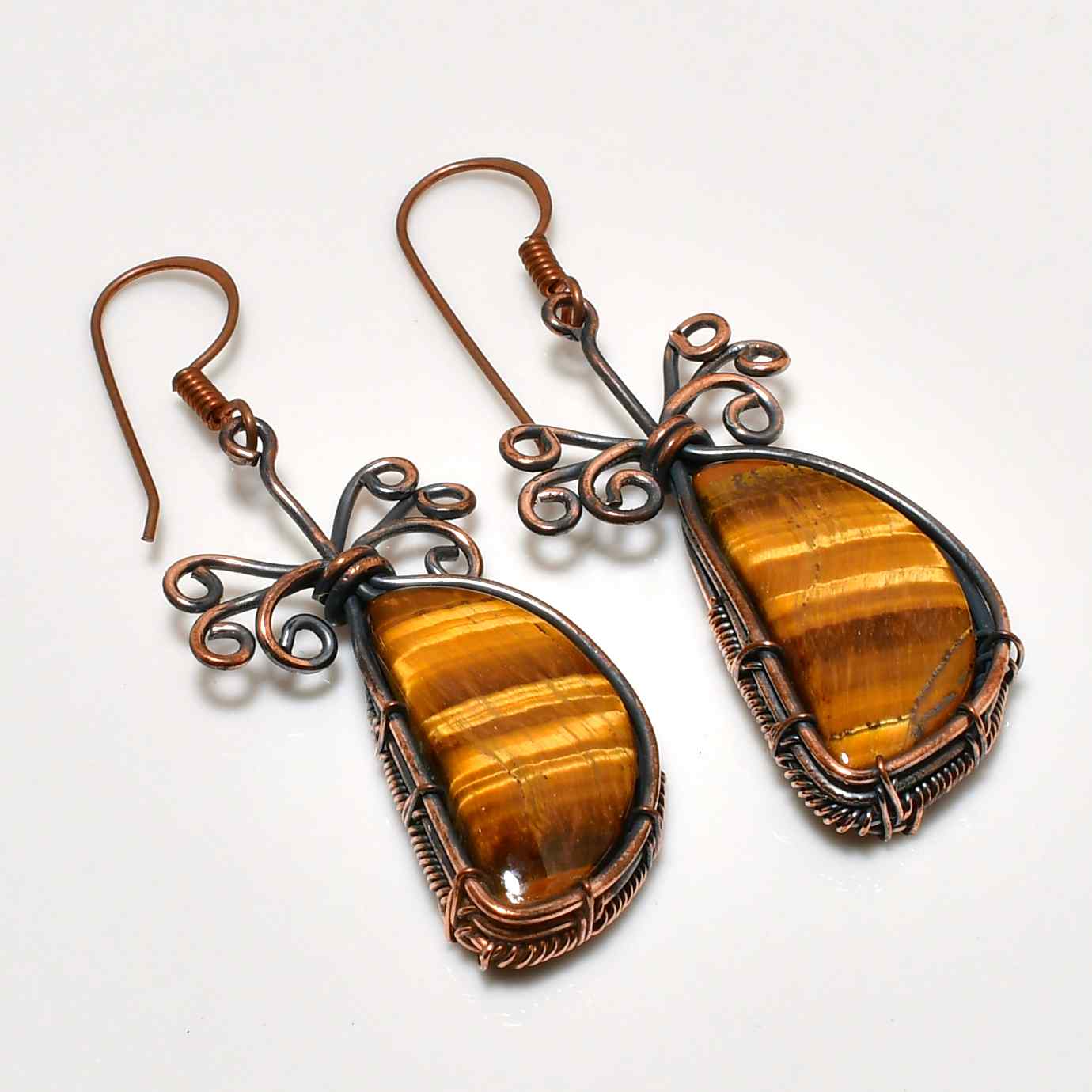 Lionheart – Tiger’s Eye Copper Earrings