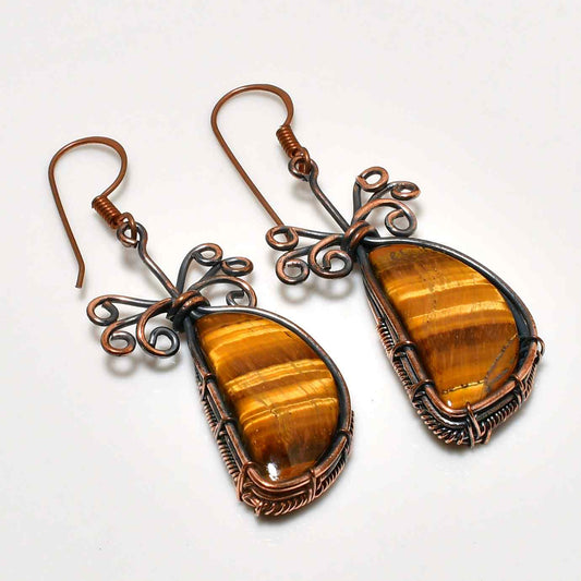 Lionheart – Tiger’s Eye Copper Earrings