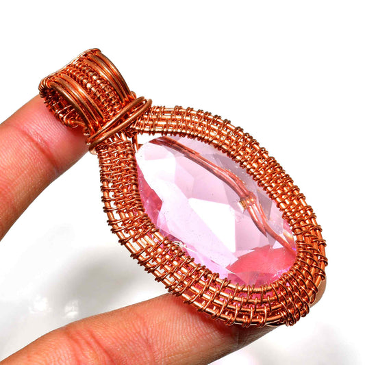 Amora’s Halo – Pink Crystal Copper Pendant