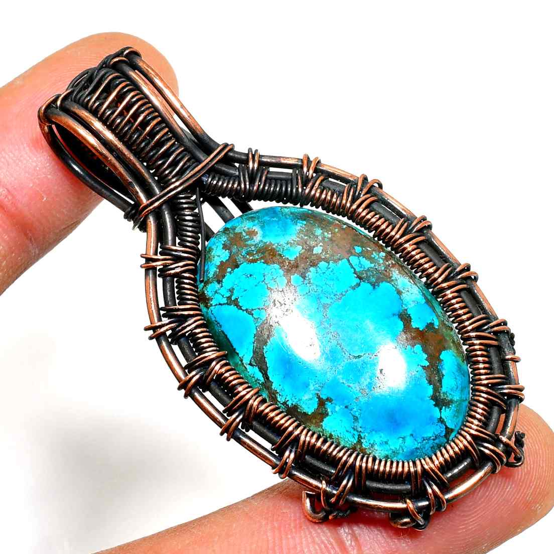 Gaia’s Embrace – Turquoise Copper Pendant