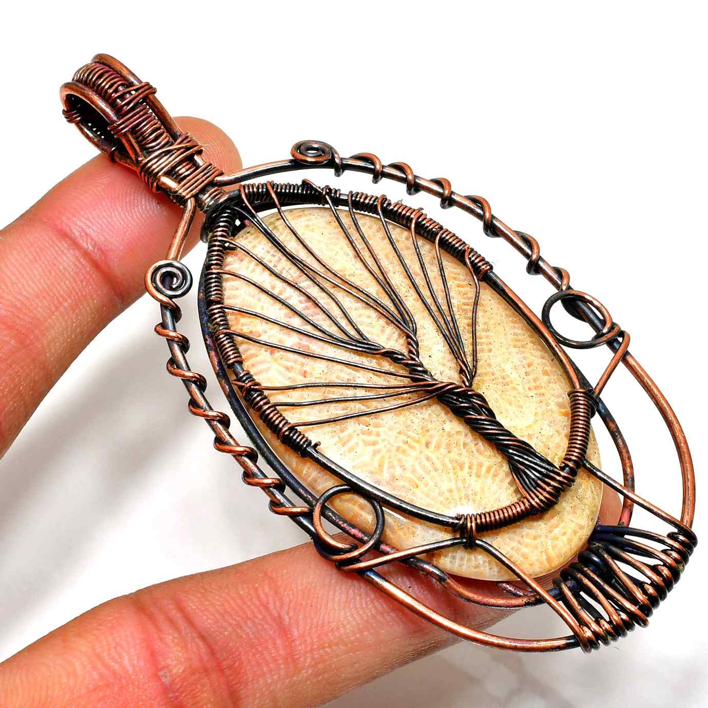 Earthbound – Oxidized Copper & Natural Stone Pendant