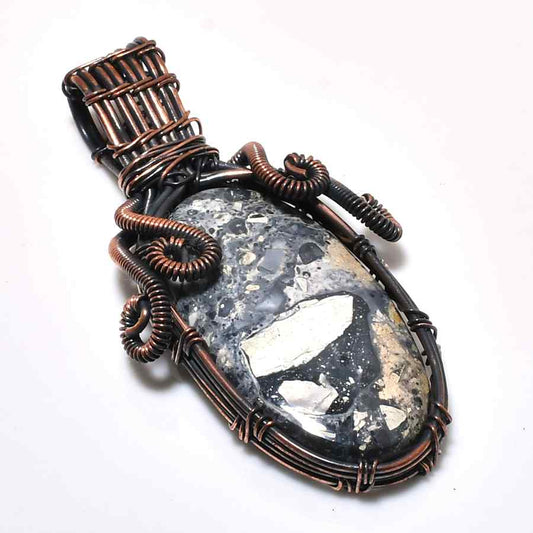 Gaia’s Embrace – Copper-Wrapped Gemstone Pendant