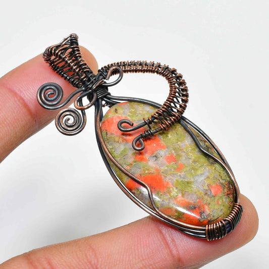 Gaia’s Embrace – Unakite Copper Pendant