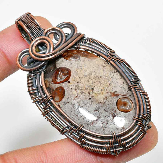 Terra’s Anchor – Oxidized Copper Gemstone Pendant