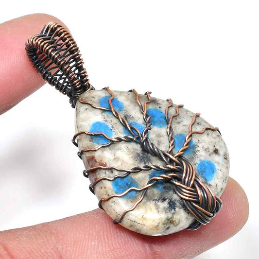 Gaia’s Embrace – Oxidized Copper Gemstone Pendant