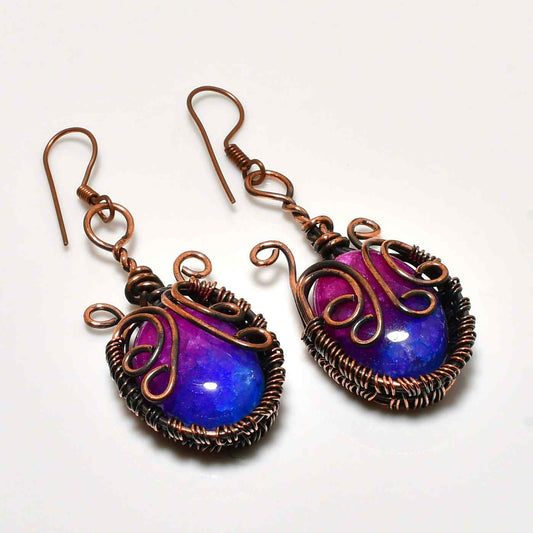 Luna’s Whisper – Blue & Purple Copper Earrings
