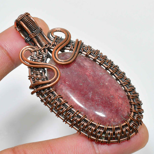 Aurelia’s Embrace – Rhodonite Rose Gold Pendant