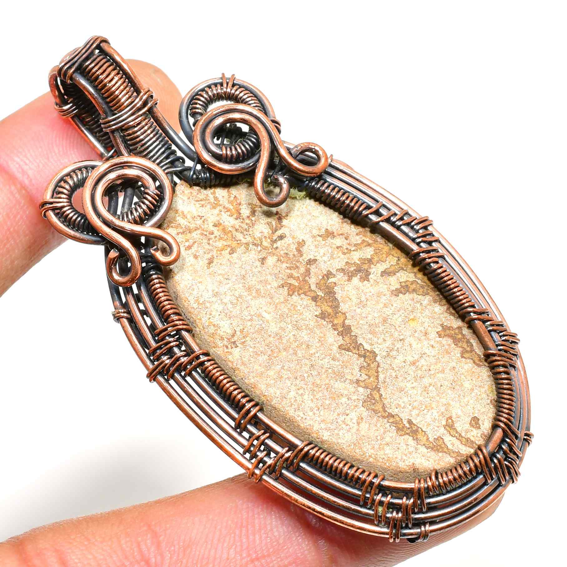Terra’s Embrace – Natural Stone Copper Pendant
