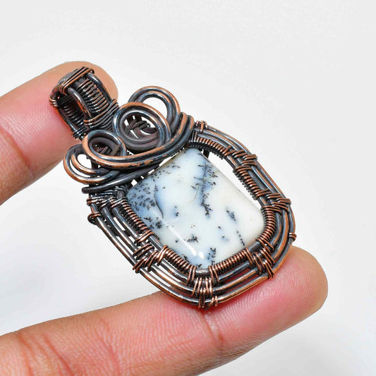 Forest Serenade – Moss Agate Copper Pendant