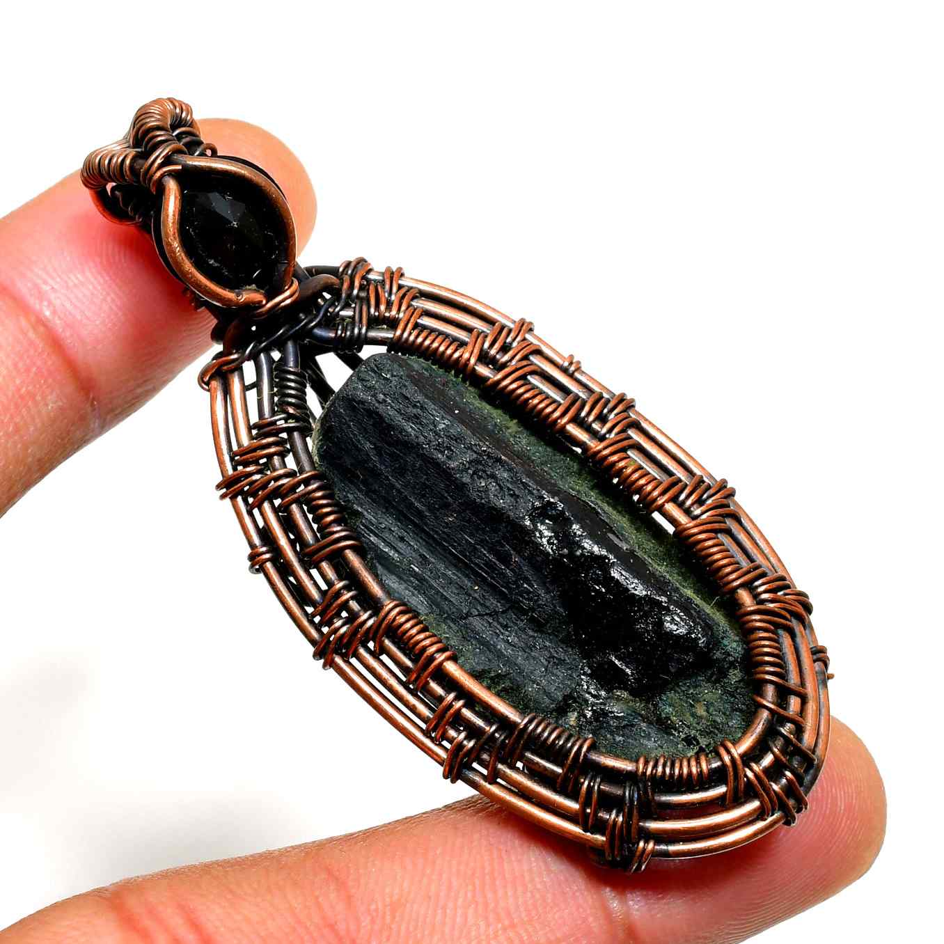 Shadow Sentinel – Black Tourmaline Copper Pendant