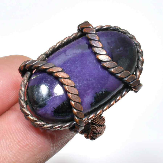 Ezra’s Veil – Hand-Wrapped Amethyst & Copper Ring
