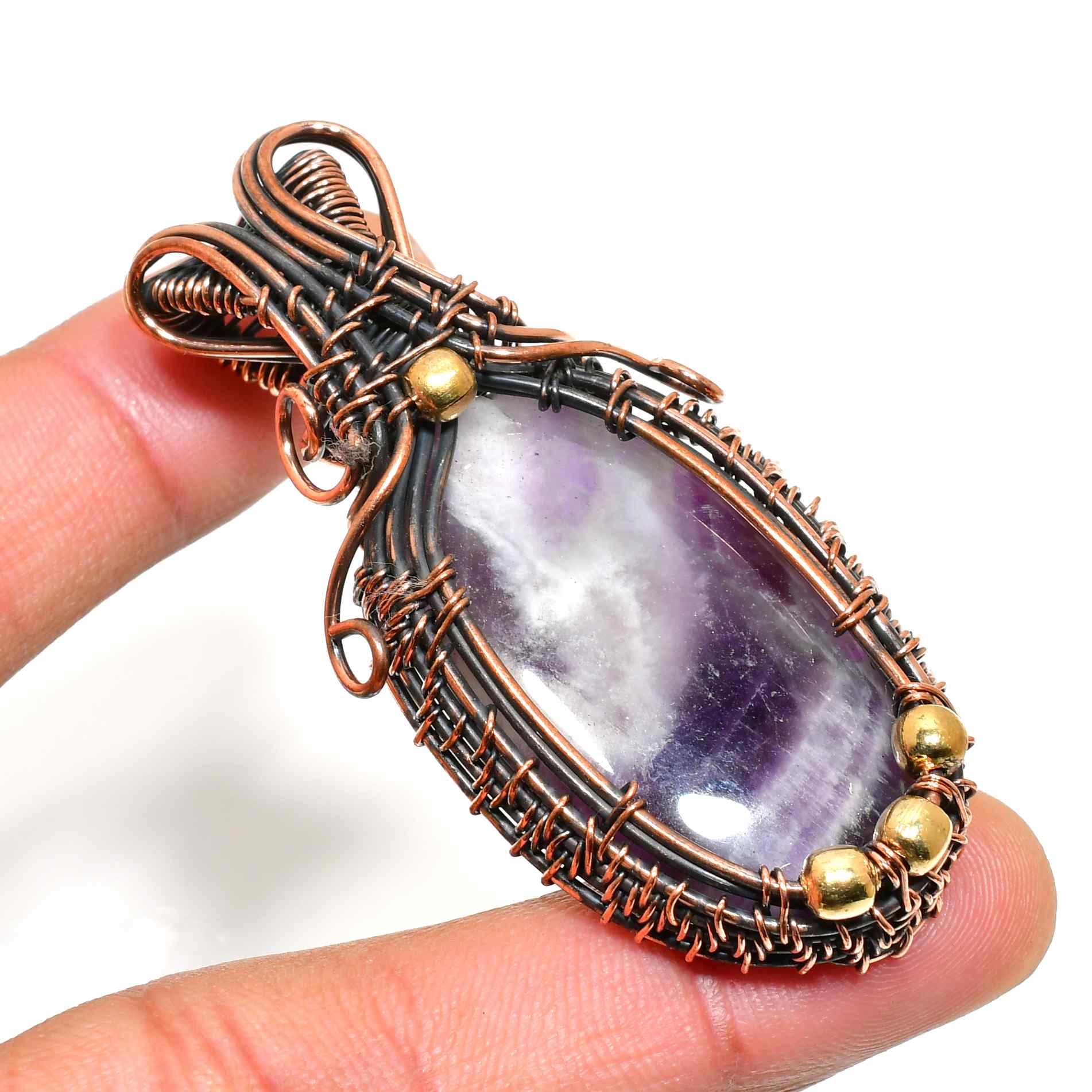 Ezra’s Veil – Handcrafted Amethyst & Copper Pendant