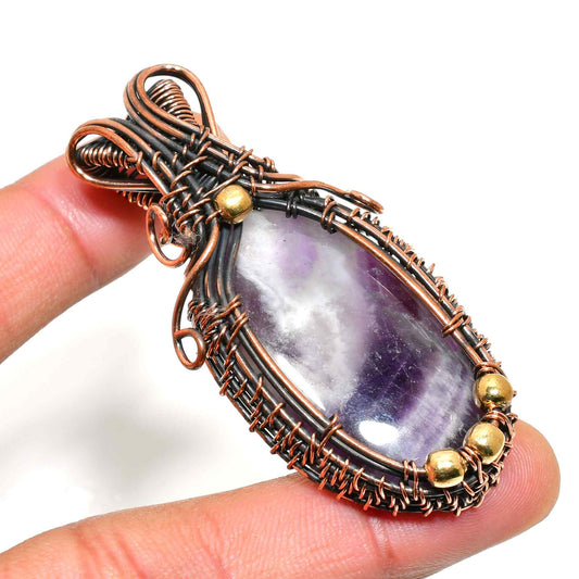 Ezra’s Veil – Handcrafted Amethyst & Copper Pendant