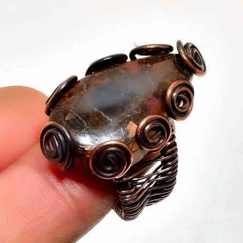 Ember’s Guardian – Smoky Quartz Copper Ring