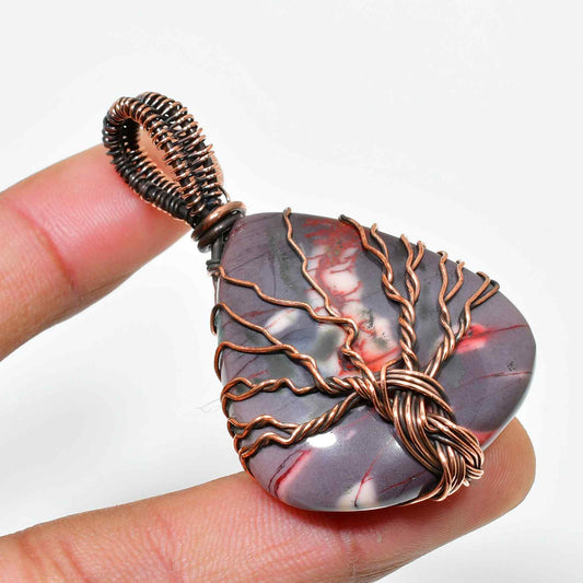 Gaia’s Ember – Red Jasper Copper Pendant