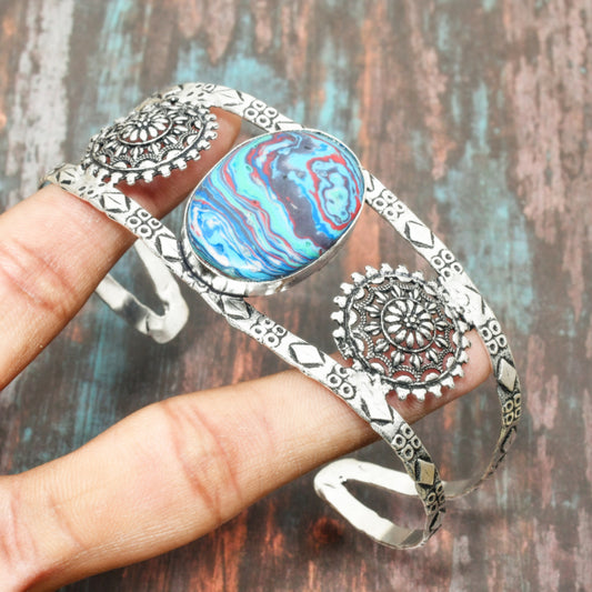 Ocean Wave – Turquoise Agate Silver Cuff