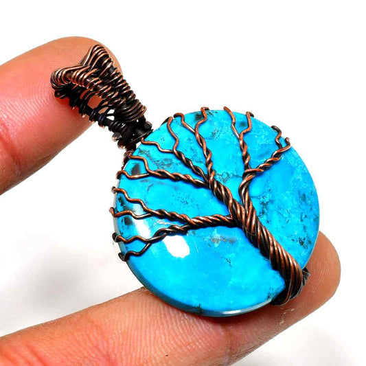Gaia’s Grace – Turquoise Tree of Life Copper Pendant