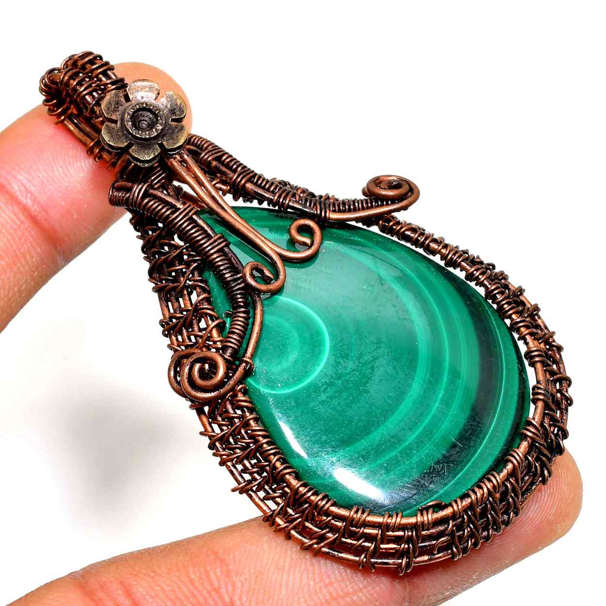 Serenity’s Embrace – Malachite Copper Pendant