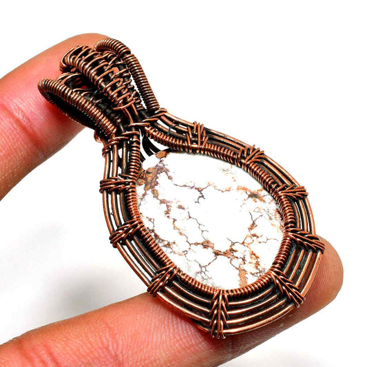 Serenity’s Embrace – White Howlite Copper Pendant