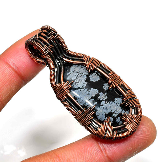 Grounded Grace – Obsidian Copper Pendant