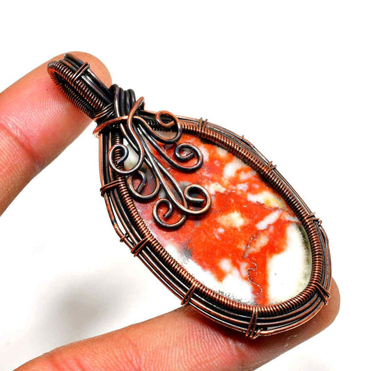Terra’s Essence – Red & White Stone Copper Pendant
