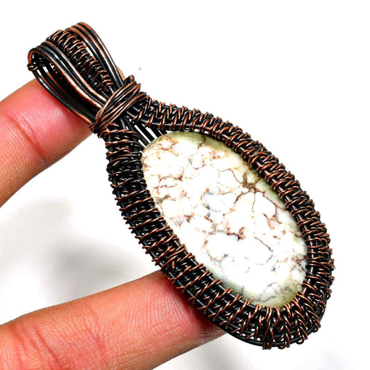 Serenity’s Embrace – White Marble Copper Pendant