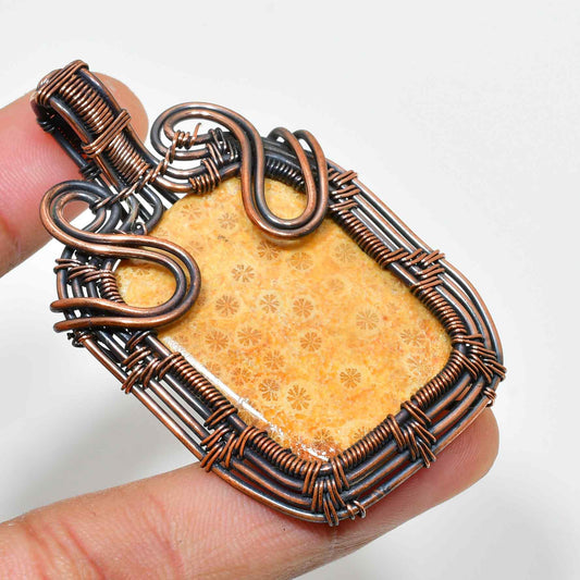 Gaia’s Embrace – Copper-Wrapped Stone Pendant