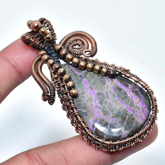Astral Veil – Amethyst Copper Pendant