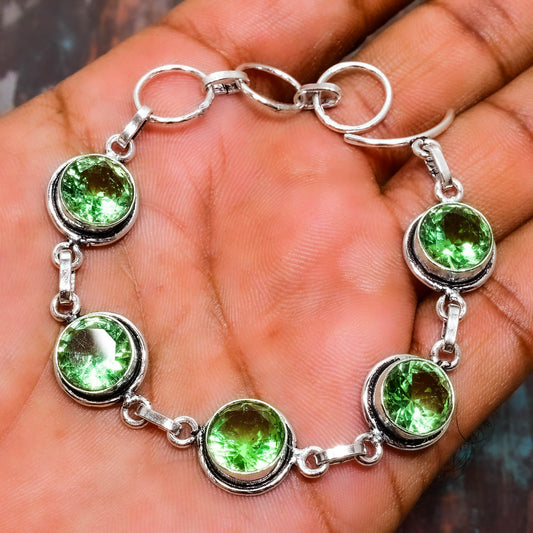 Verdant Harmony – Sterling Silver Peridot Bracelet