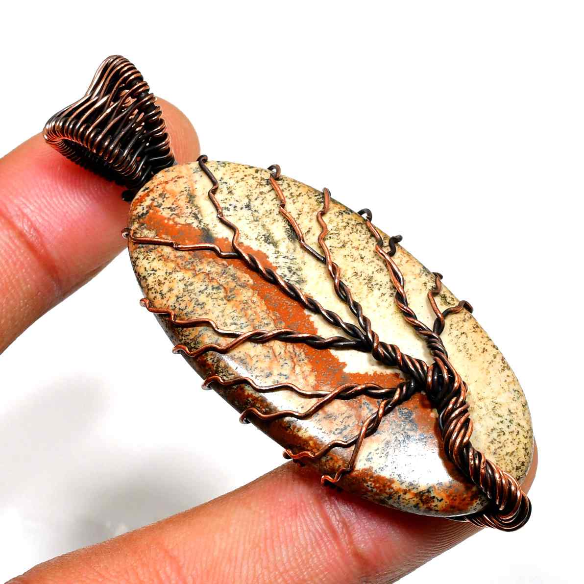 Gaia’s Embrace – Jasper & Copper Pendant