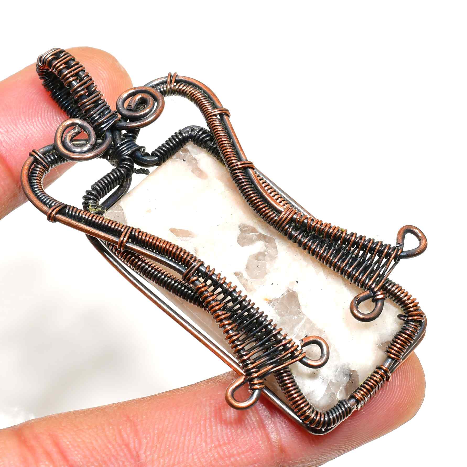 Gaia’s Embrace – Quartz & Copper Pendant