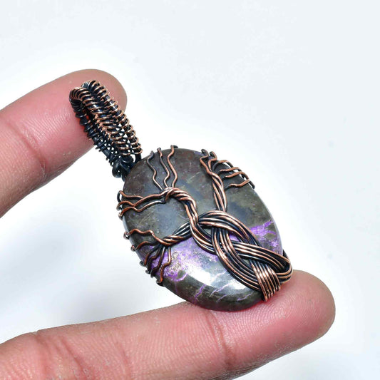 Gaia’s Embrace – Labradorite Copper Tree Pendant